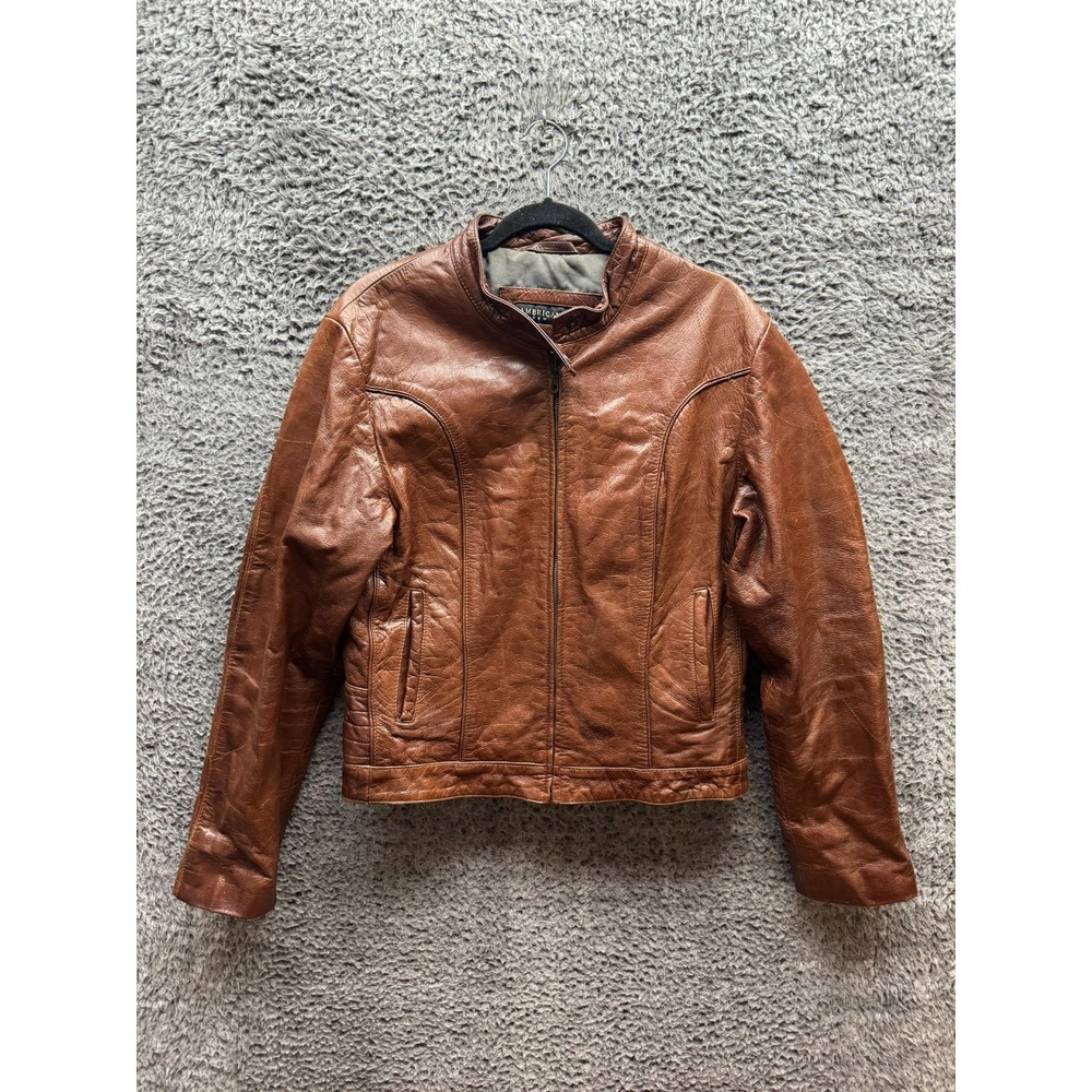 Vintage American Base New York Full Zip Biker Leather Jacket‎ Womens Size 3XL